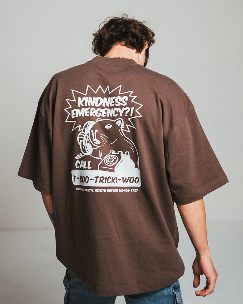 Kindness Emergency Tee – Chocolate Brown - Tricki Woo